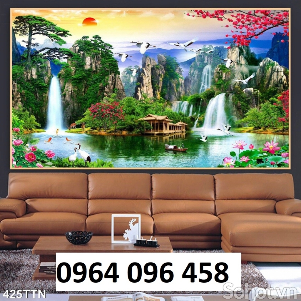 Tranh gạch 3d ốp tường phong cảnh đồng quê - 097CV