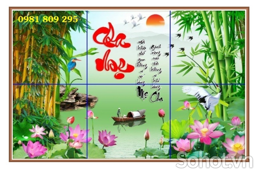 Gạch tranh hoa sen chữ cha mẹ