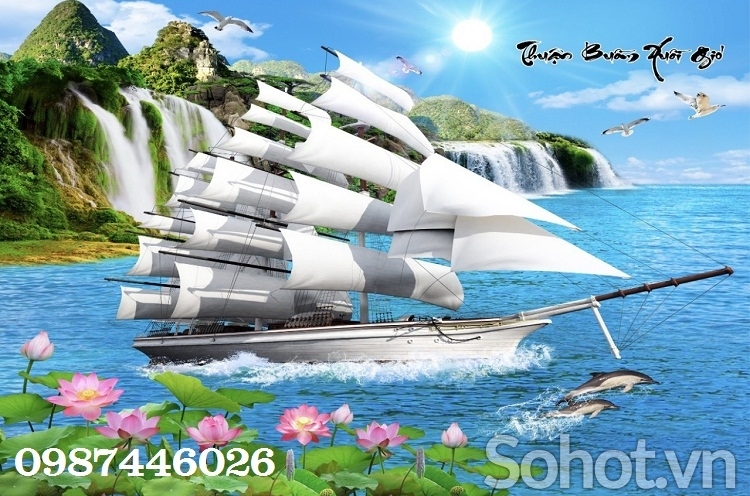 Tranh gạch men thuyền buồm HP9822
