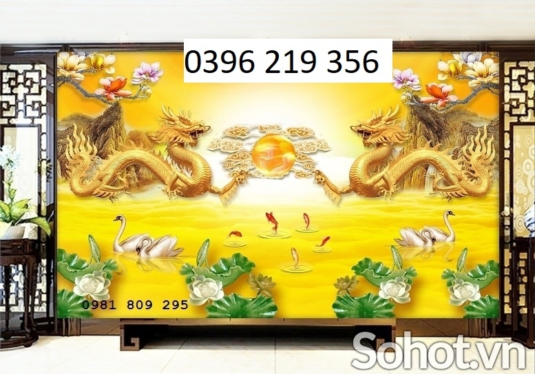 Tranh gạch men rồng phượng 3D