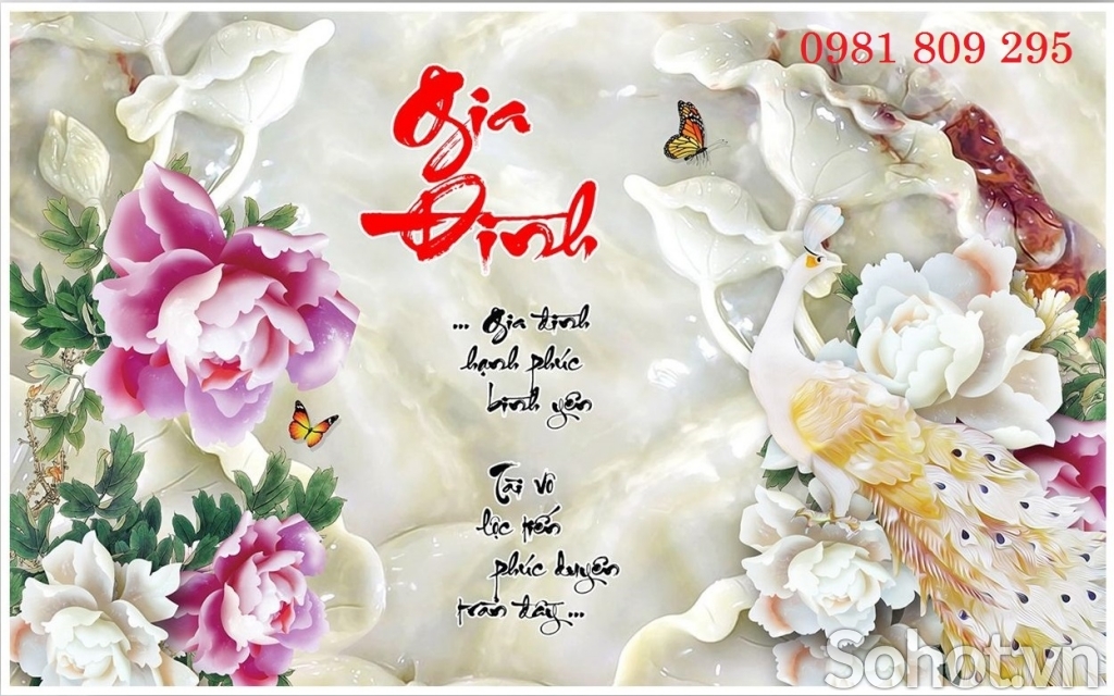 Tranh đôi chim công- gạch tranh HP908