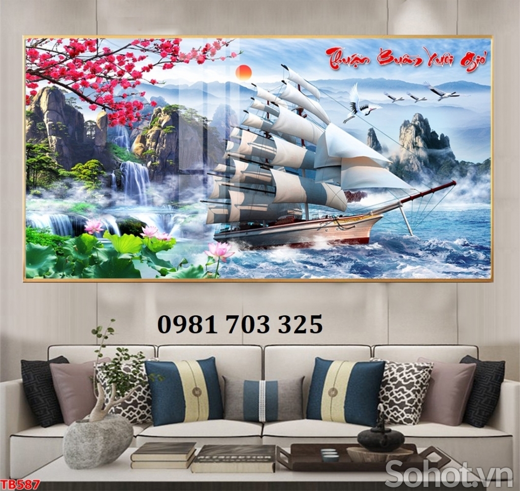 Gạch tranh 3D thuận buồm xuôi gió
