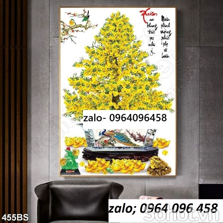 Tranh gạch cây mai - tranh gạch 3d cây mai - NXV67