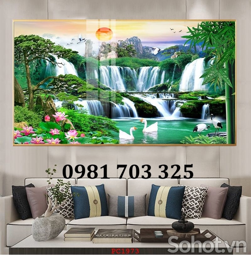 Gạch tranh phong cảnh thác nước
