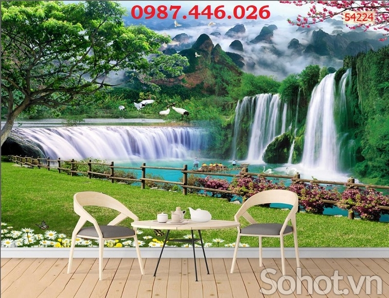 Tranh gạch men thác nước sơn thủy hữu tình HP9723