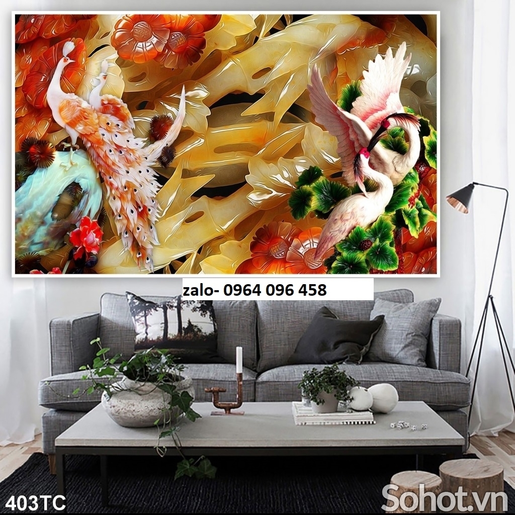 Tranh gạch 3d chim công - GCDXZ3