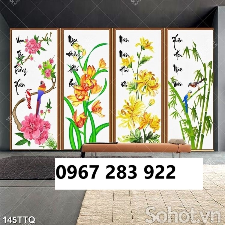 Gạch tranh đẹp tứ quý phong thủy