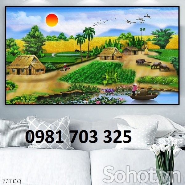 Tranh gạch 3D đẹp cảnh làng quê