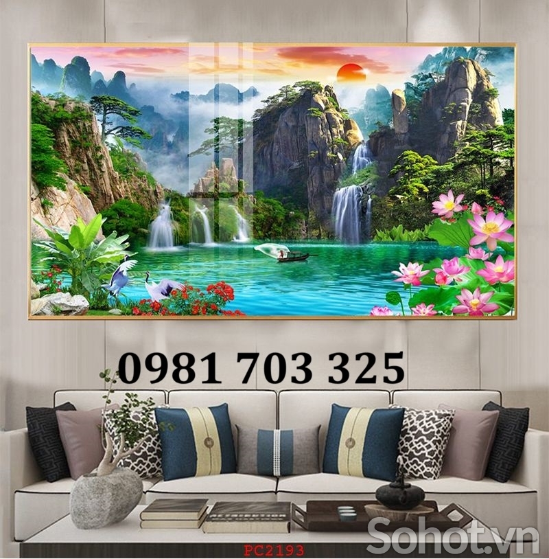 Tranh gạch 3D đẹp hình thác nước