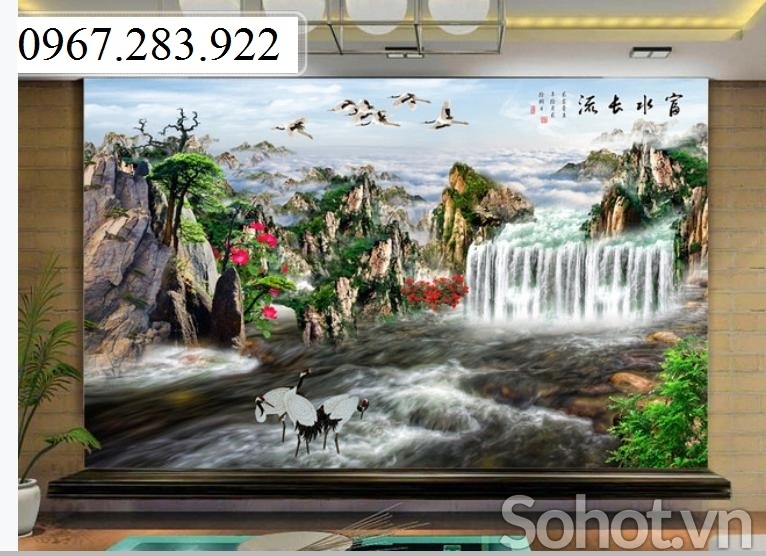 Tranh 3D- Tranh gạch thác nước