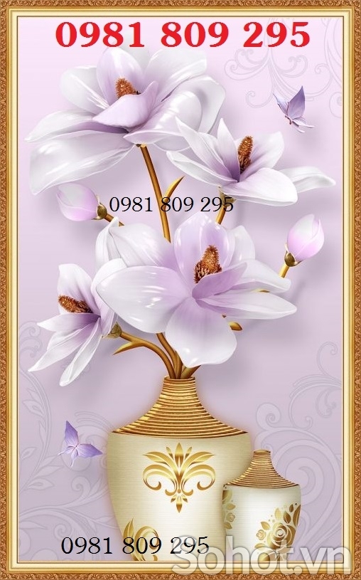 Tranh bình hoa 3d - tranh gạch 3d bình hoa