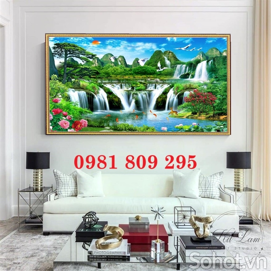 Tranh nước chảy sinh tài , gạch tranh 3d