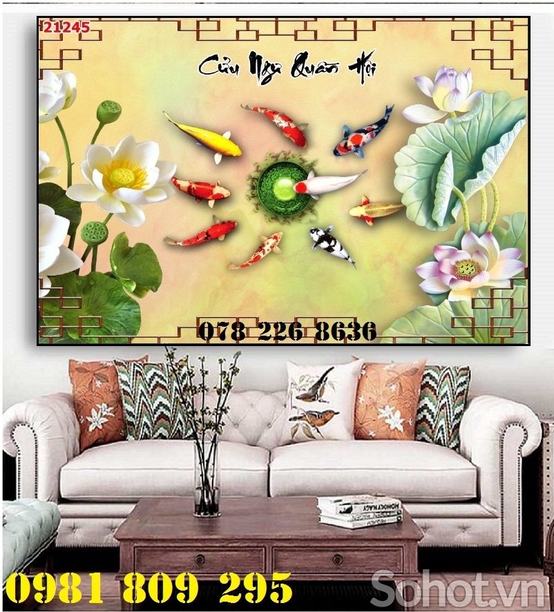 gạch tranh 3d cửa ngưa , gạch tranh cá chép 3d