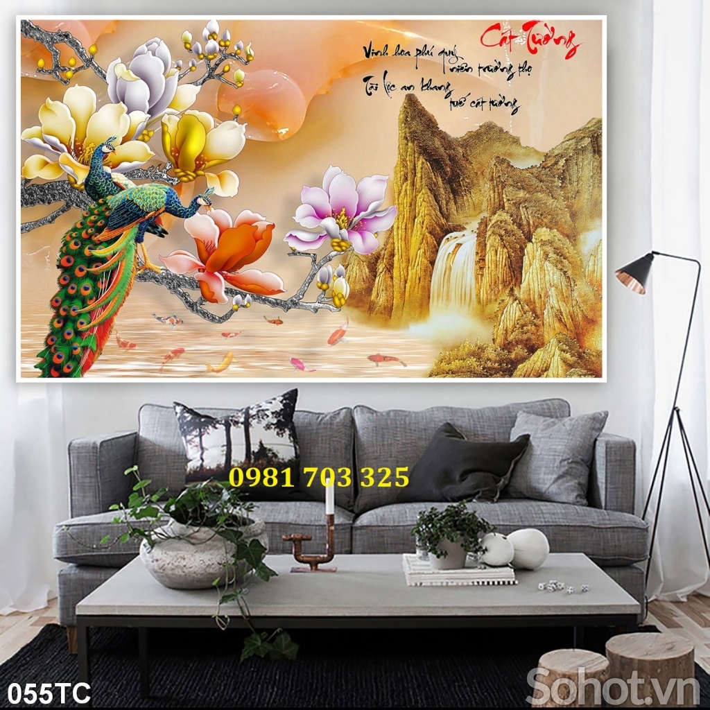 Tranh gạch chim công 3D phong thủy