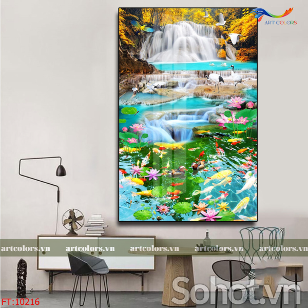 Tranh gạch khổ đứng phong cảnh trang trí