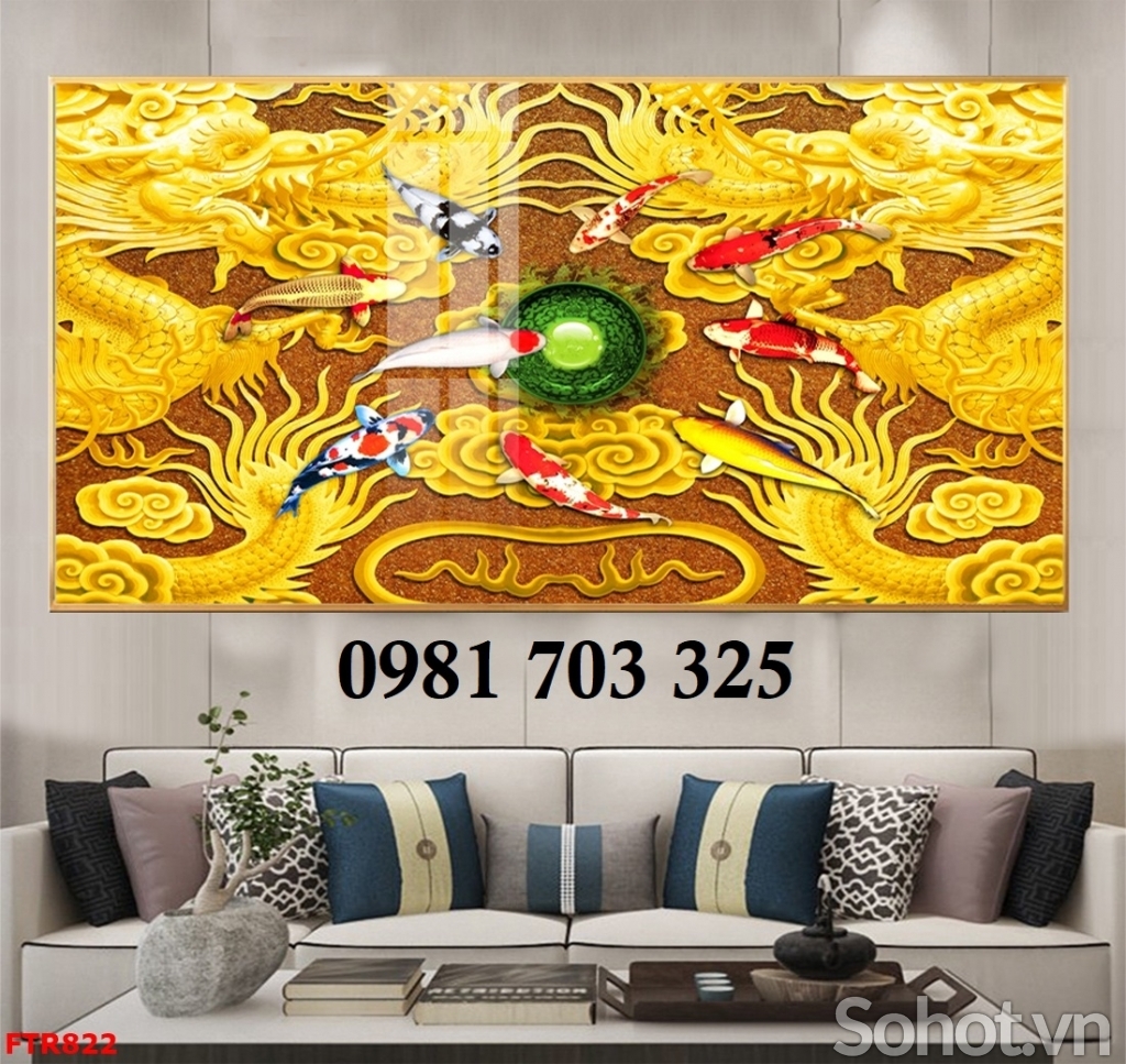 Gạch 3D đẹp hình rồng phượng trang trí