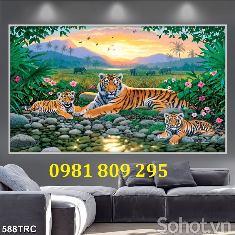 Tranh gạch 3d hổ phong thủy HP96852