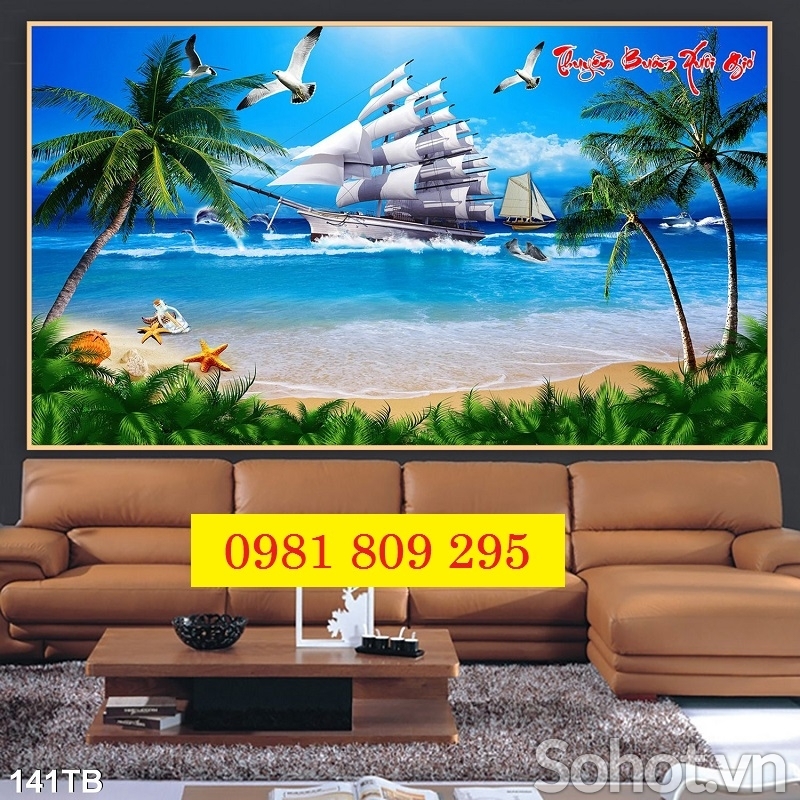 Tranh 3d thuyền buồm , gạch 3d