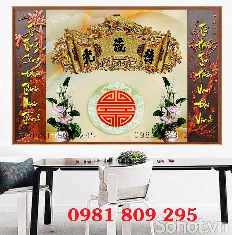 Gạch tranh phòng thờ chữ Phúc HP642