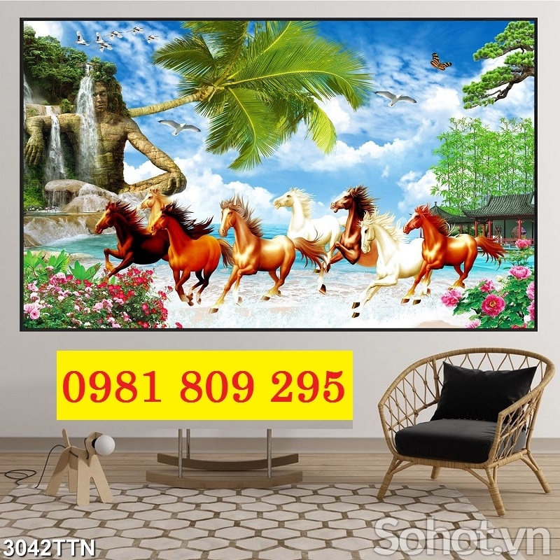 Tranh gạch men , tranh ốp tường hình ngựa