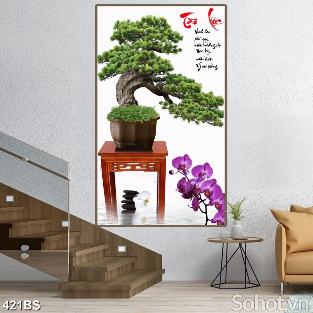 Tranh cây cảnh bonsai ốp tường 3D