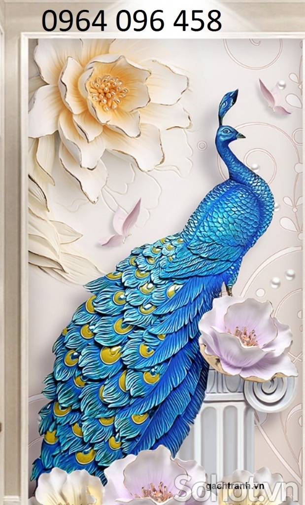 Tranh gạch 3d chim công - KHD3