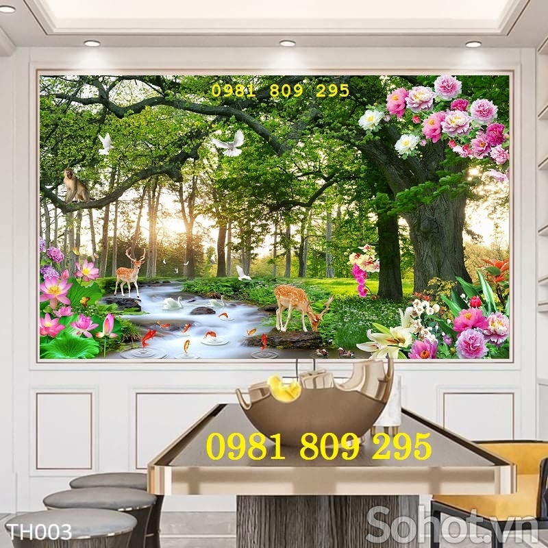 Tranh gạch ốp rừng cây HN9393