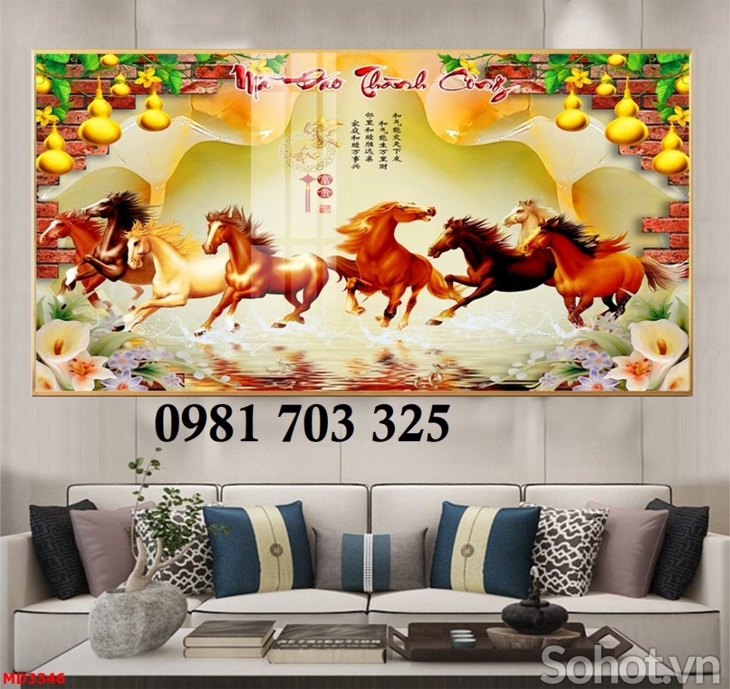 Tranh gạch men 3D mã đáo thành công