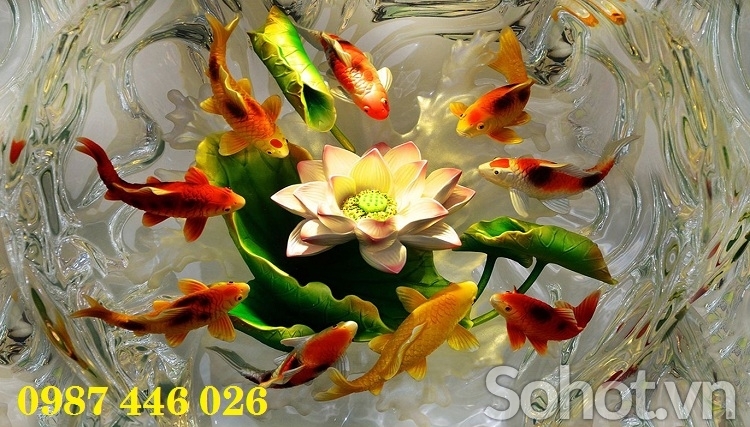 Gạch 3d tranh gạch hoa sen HP9733