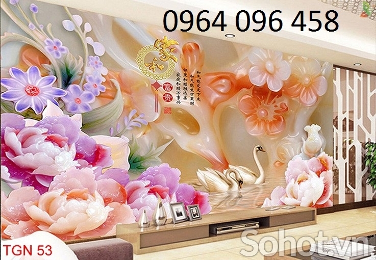 Mẫu tranh gạch 3d dán tường phòng khách -523SP