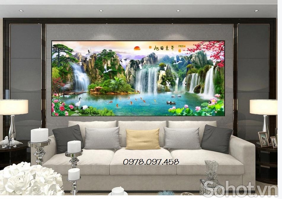 Gạch tranh 3D phòng khách