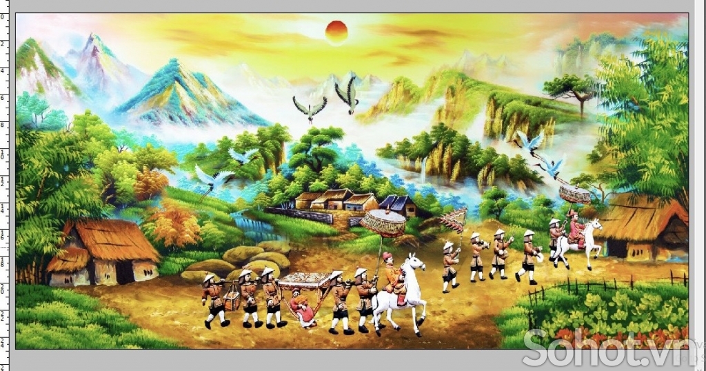 Gạch tranh 3d phong cảnh làng quê