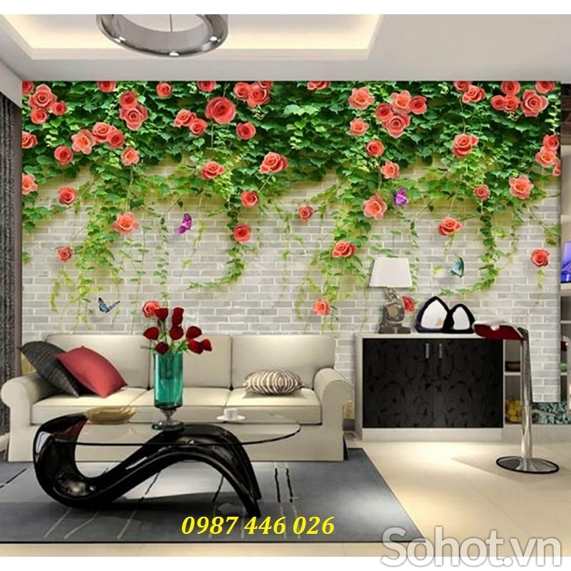 Gạch tranh giàn hoa 3d
