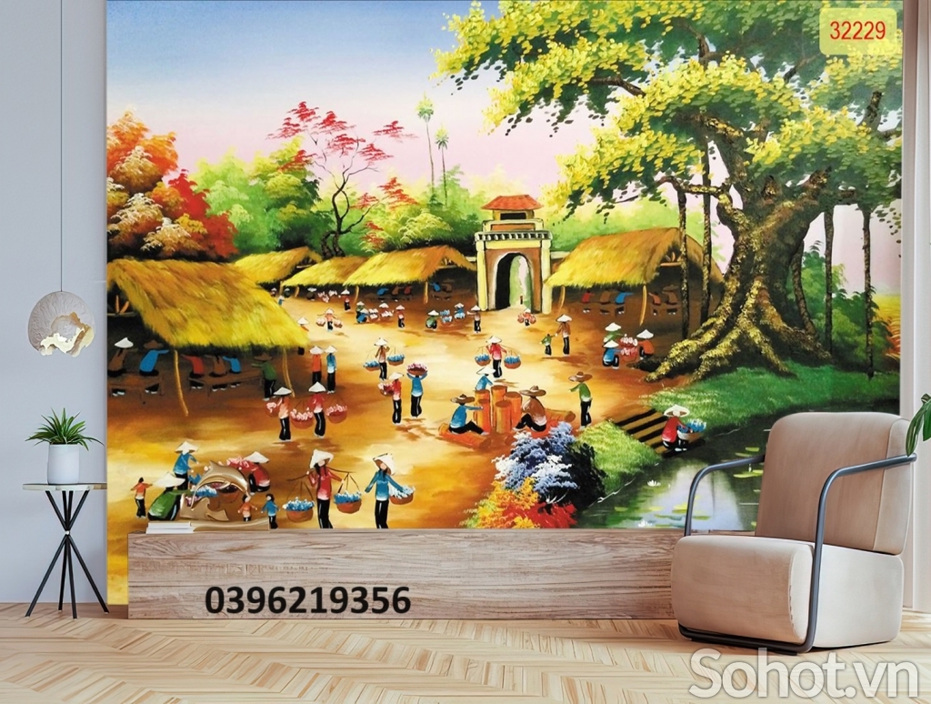 Gạch tranh 3D hình đồng quê đẹp