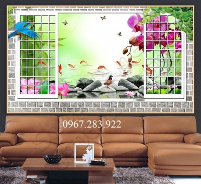 Gạch 3D- Tranh phong cảnh cửa sổ