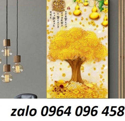 Tranh gạch 3d cây đồng tiền - 9009B