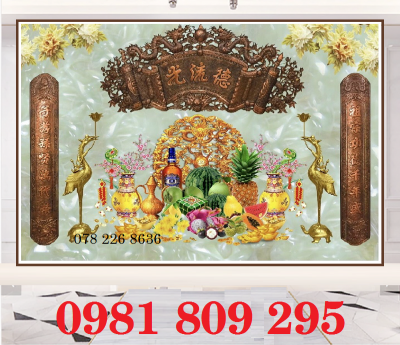 Tranh gạch ốp tường phòng thờ đẹp HP6533