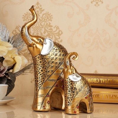 Cặp voi vàng trang trí -  tân cổ điển