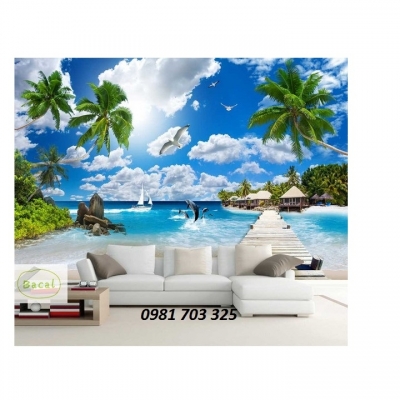 Tranh gạch 3D bãi biển đẹp