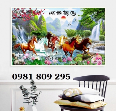 Tranh gạch phòng khách 3d ngựa GF84