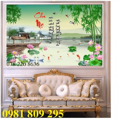 Gạch tranh 3d cá chép hoa sen sứ ngọc