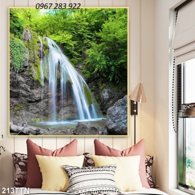 Tranh ốp tường gạch men phòng khách 3d