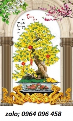 Tranh gạch 3d cây mai vàng - HJNB89
