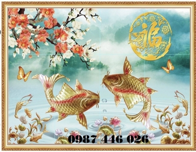 Gạch tranh cá chép HP972