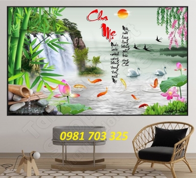 gạch tranh hoa sen- tranh trang trí phòng