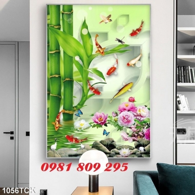 Tranh gạch 3d - gạch tranh hoa sen ốp tường Hp877