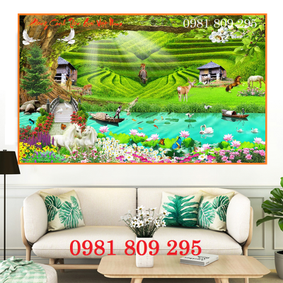 Tranh phong cảnh - gạch 3d sơn thủy hữu tĩnh