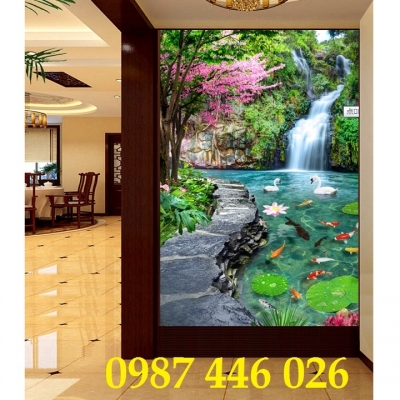 Gạch 3d tranh sơn thủy dựng vách HP2733