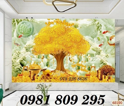 Gạch 3d trang trí cây kim tiền