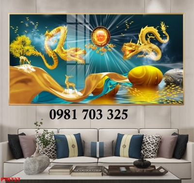 Tranh gạch men 3D long phụng